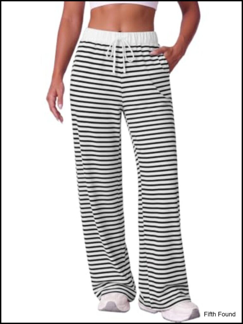 Women's Striped Wide Leg Sweatpants with Pockets